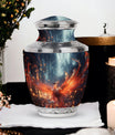 Classic Fire Red Phoenix Bird Cremation Urn for Human Ashes.