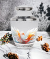 White Phoenix memorial urns, classic urn for cremation.