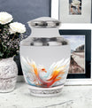 White Phoenix memorial urns, classic urn for cremation.