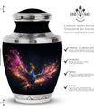 Classic 3-inch colorful Phoenix cremation urn.