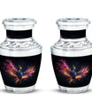 Classic 3-inch colorful Phoenix cremation urn.