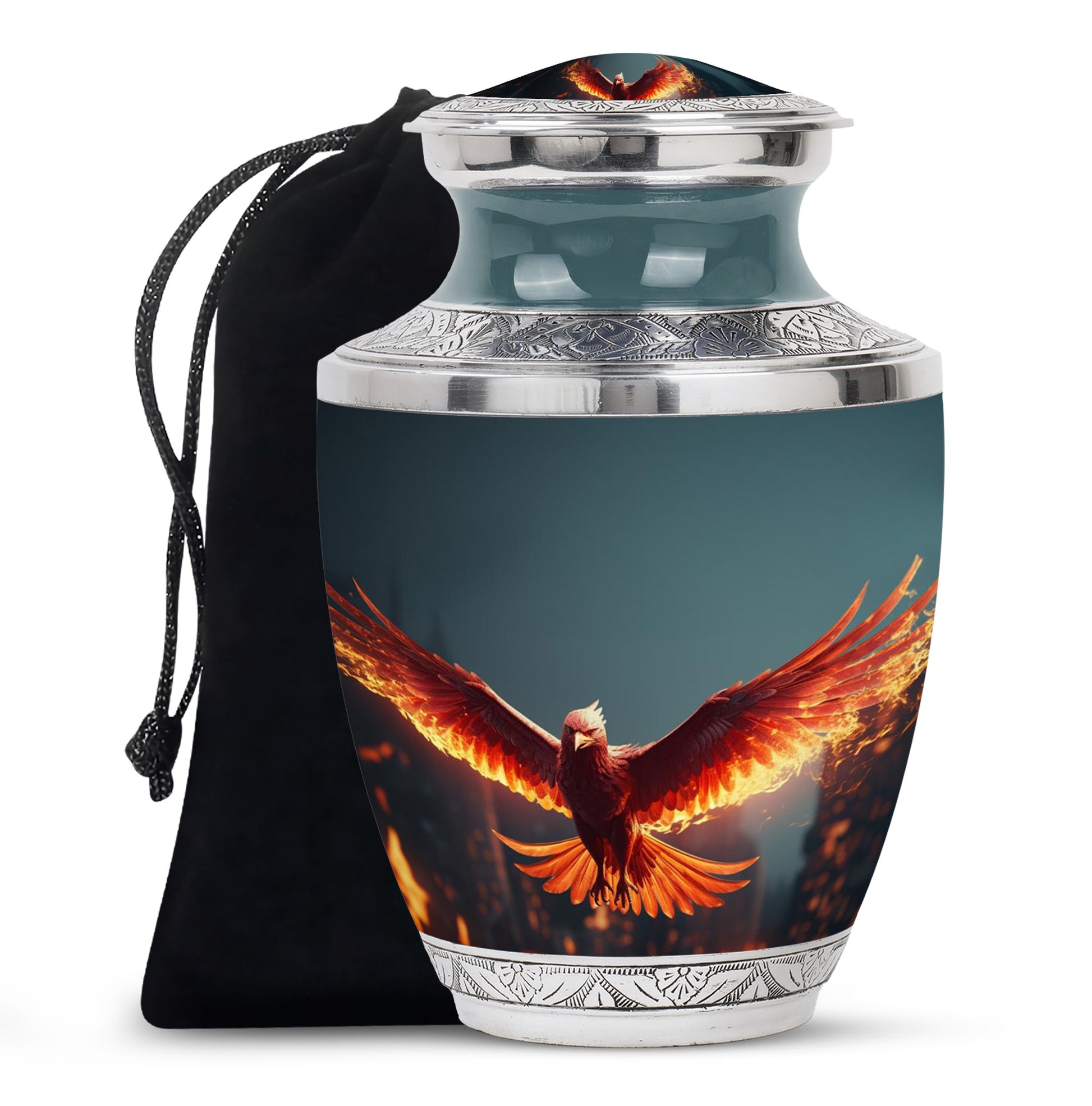 Elegant Phoenix Urn for Men - Metal Funeral Urns for Adult Humam Ashes