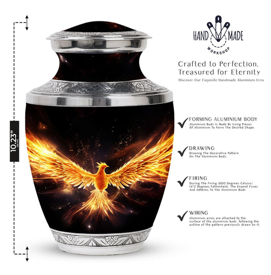 Classic yellow phoenix cremation urn, 3-inch size