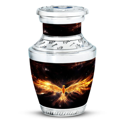 Classic yellow phoenix cremation urn, 3-inch size