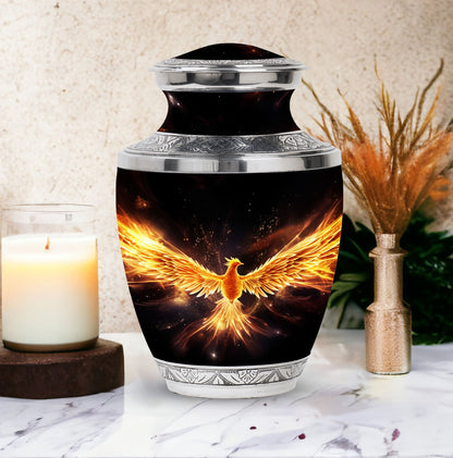 Classic yellow phoenix cremation urn, 3-inch size