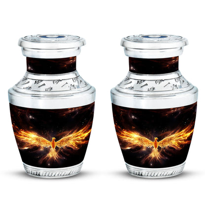 Classic yellow phoenix cremation urn, 3-inch size