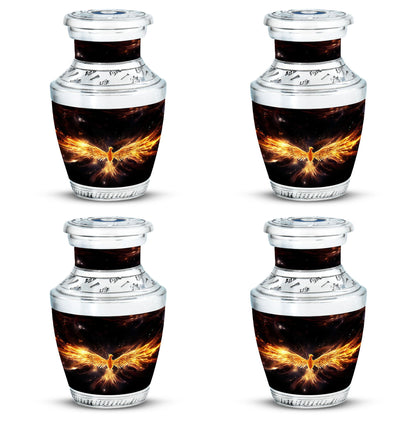 Classic yellow phoenix cremation urn, 3-inch size