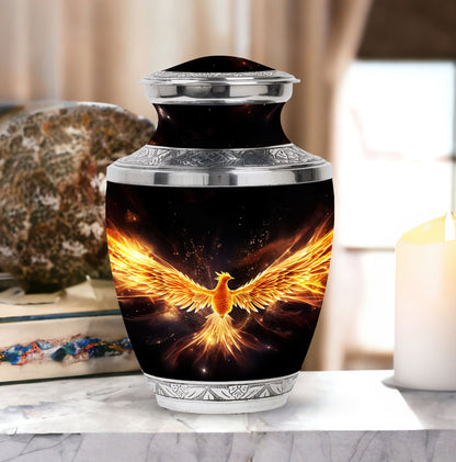 Classic yellow phoenix cremation urn, 3-inch size
