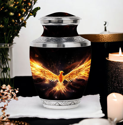 Classic yellow phoenix cremation urn, 3-inch size