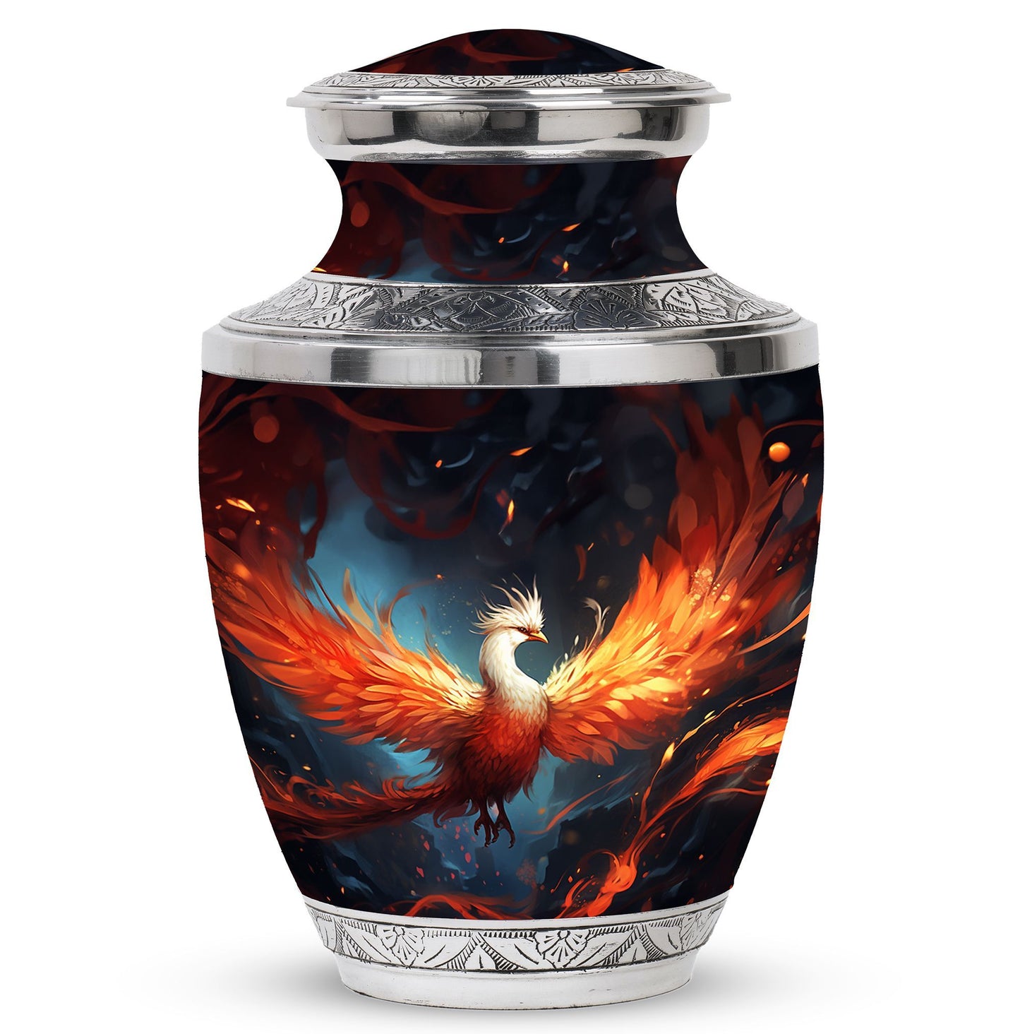 White Phoenix Cremation Urn in classic design.