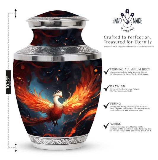 White Phoenix Cremation Urn in classic design.