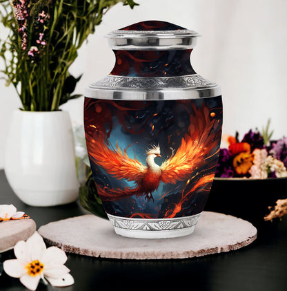 White Phoenix Cremation Urn in classic design.