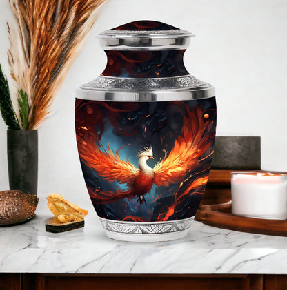White Phoenix Cremation Urn in classic design.