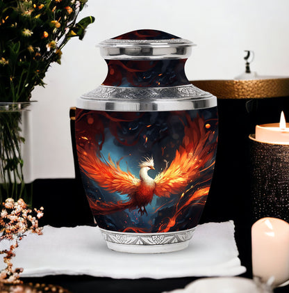 White Phoenix Cremation Urn in classic design.