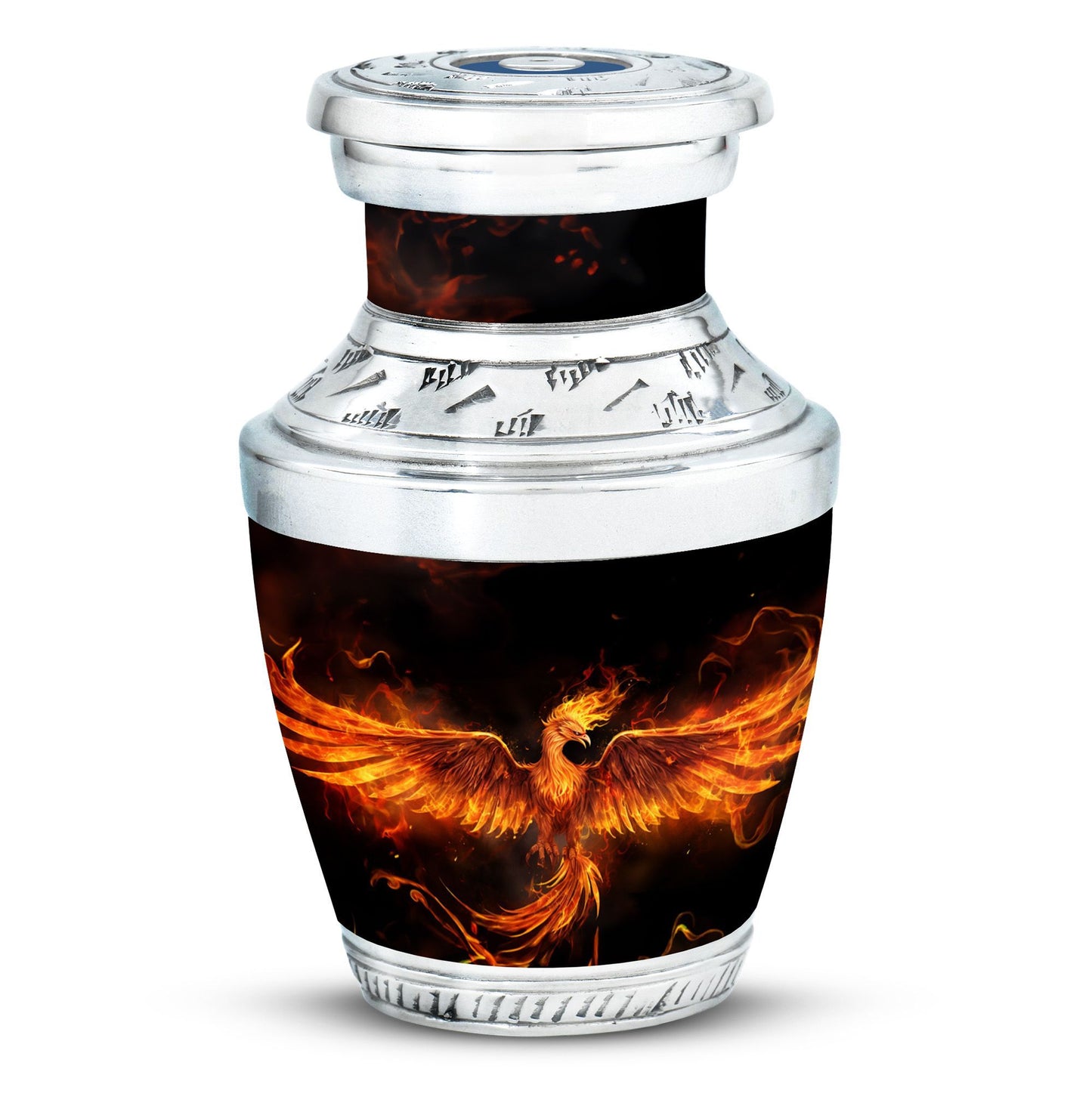 Fire Phoenix Urn, large classic aluminium funeral urn