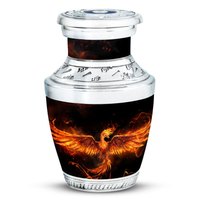Fire Phoenix Urn, large classic aluminium funeral urn