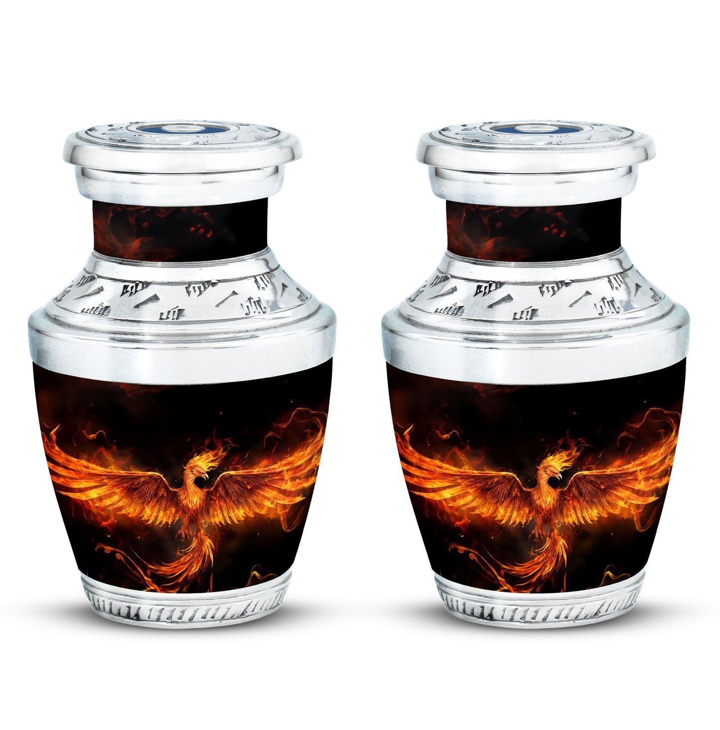 Fire Phoenix Urn, large classic aluminium funeral urn