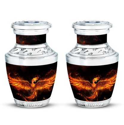 Fire Phoenix Urn, large classic aluminium funeral urn