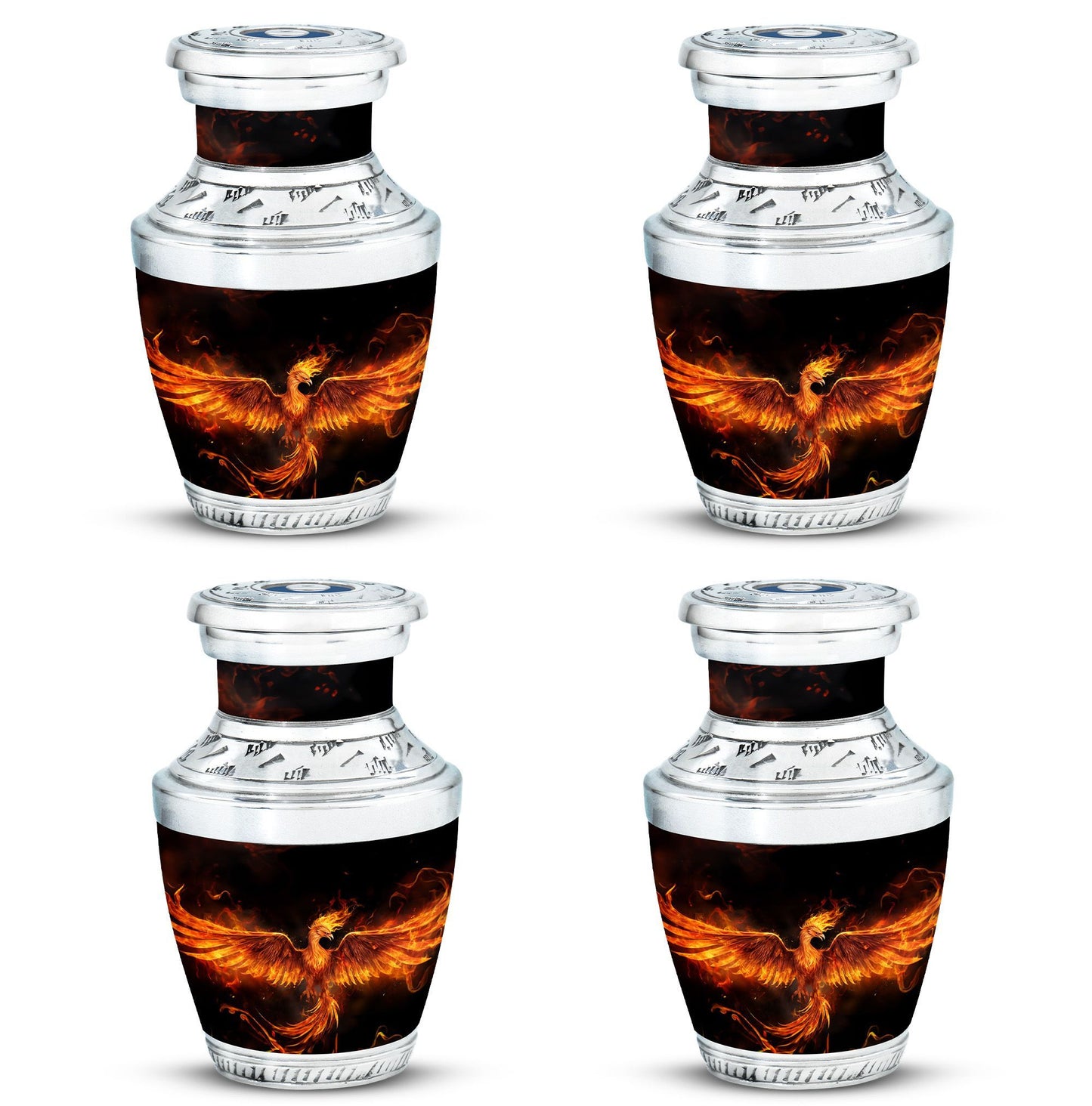Fire Phoenix Urn, large classic aluminium funeral urn