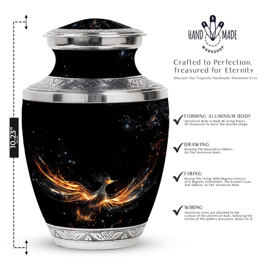 Large Shining Phoenix Urn for Human Ashes.