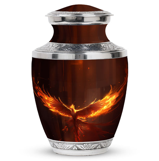 Classic Phoenix Urn, 3-inch large aluminum cremation urn.