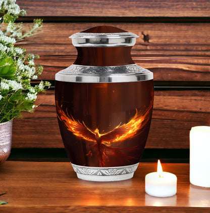Classic Phoenix Urn, 3-inch large aluminum cremation urn.