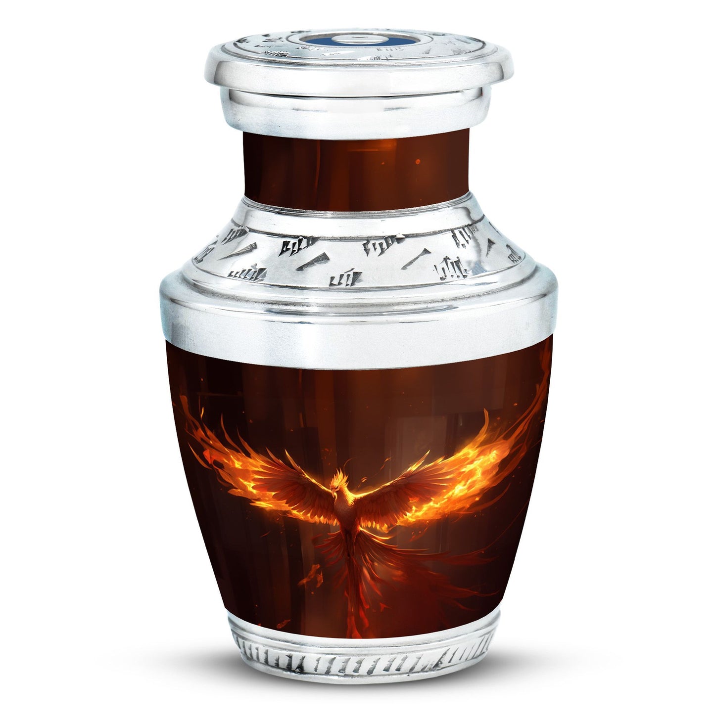 Classic Phoenix Urn, 3-inch large aluminum cremation urn.