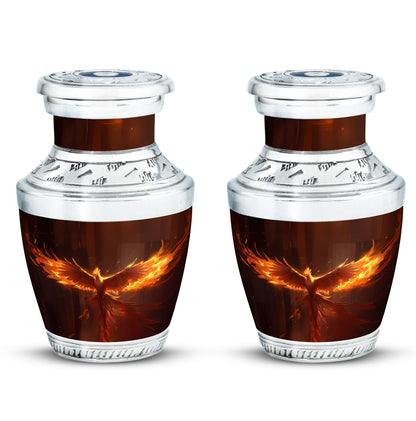 Classic Phoenix Urn, 3-inch large aluminum cremation urn.
