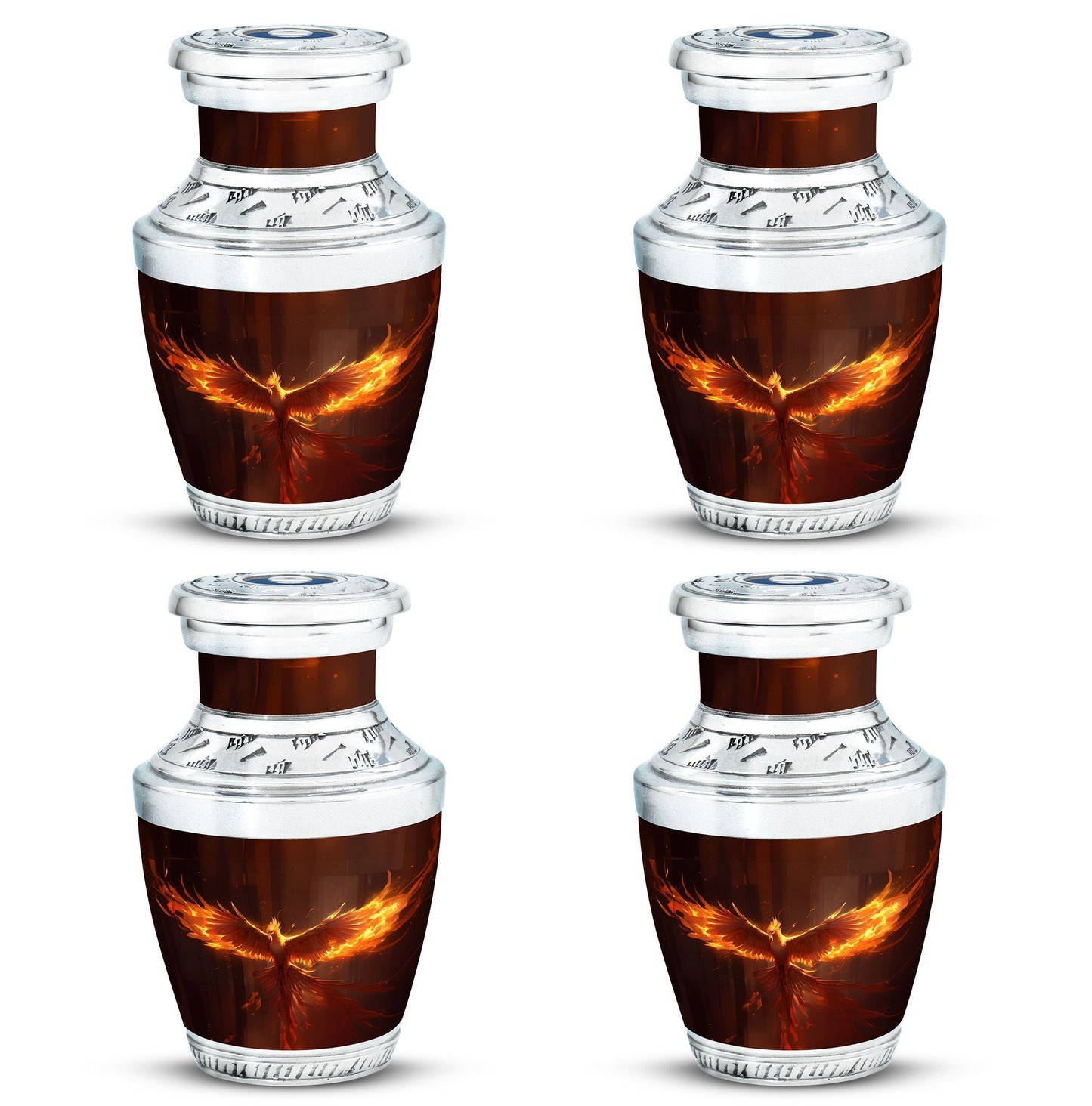Classic Phoenix Urn, 3-inch large aluminum cremation urn.