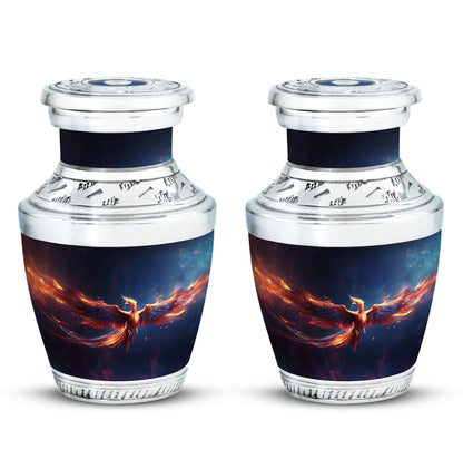 3-inch Red and Blue Phoenix Cremation Urn.