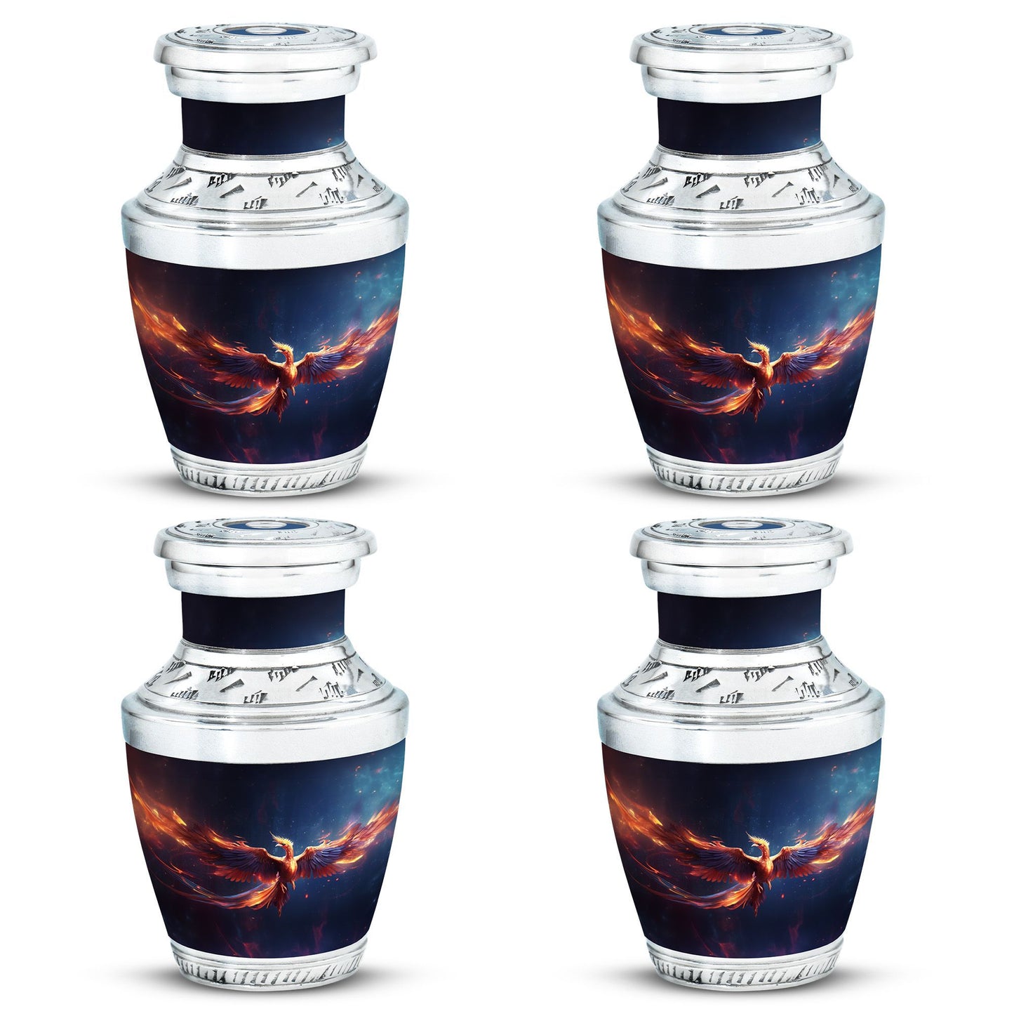 3-inch Red and Blue Phoenix Cremation Urn.