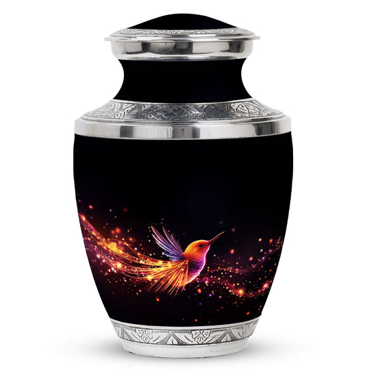 Colorful Sparrow Memorial Urn, engraved personalization