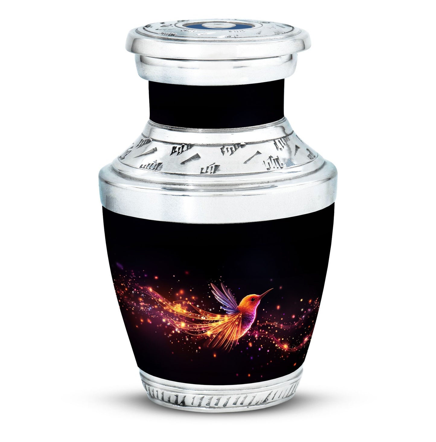 Colorful Sparrow Memorial Urn, engraved personalization
