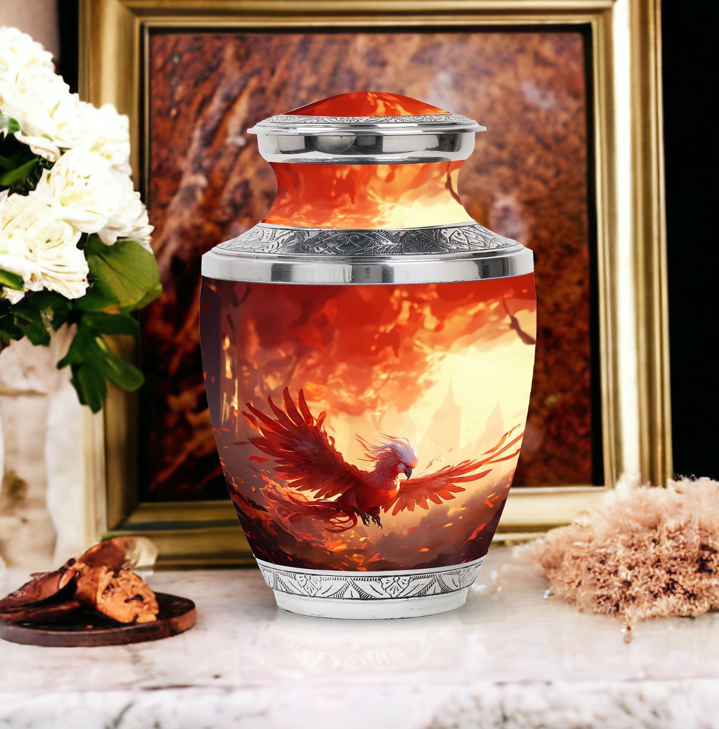 Red Phoenix Classic urn, large aluminium memorial urn