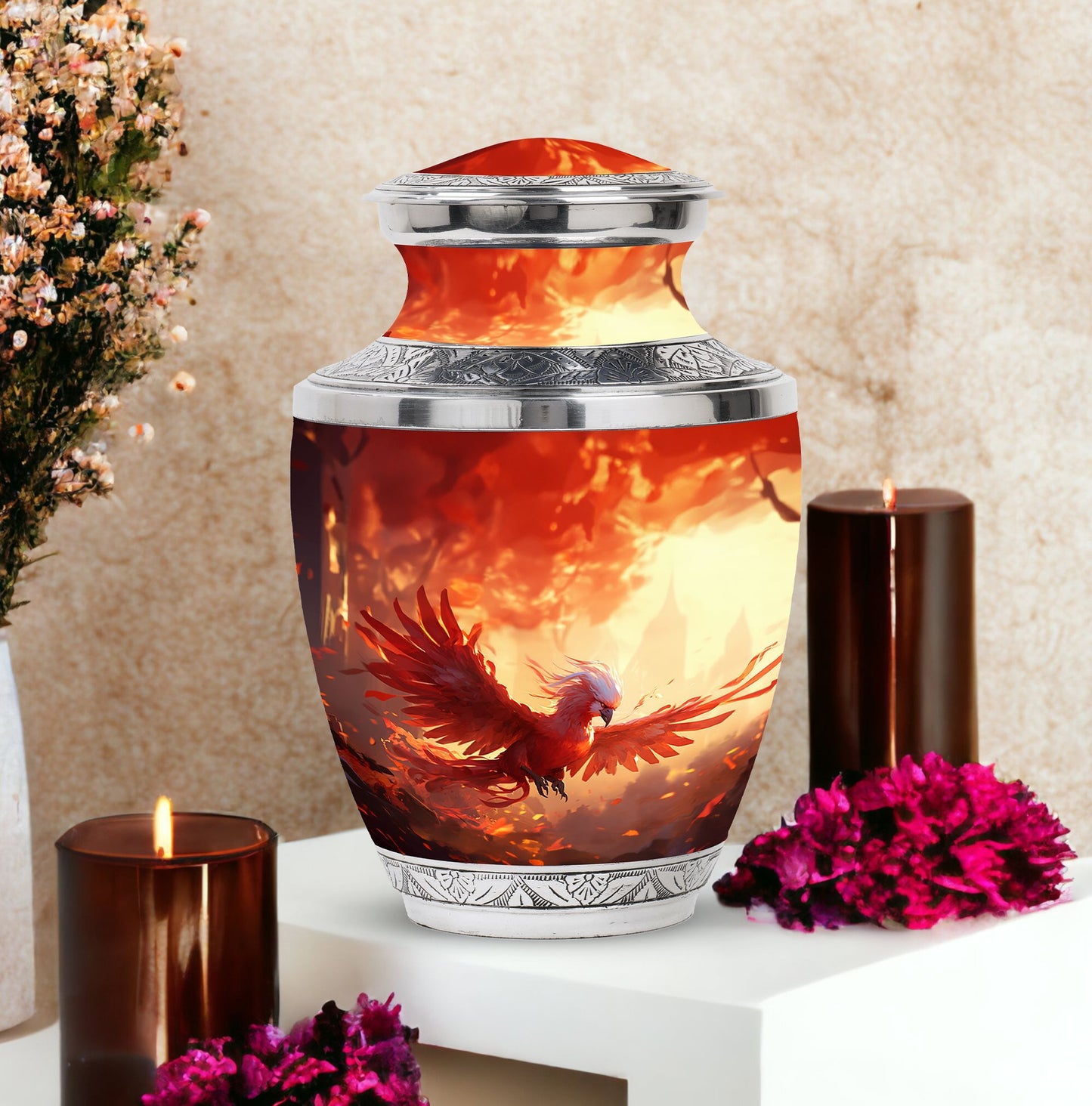 Red Phoenix Classic urn, large aluminium memorial urn