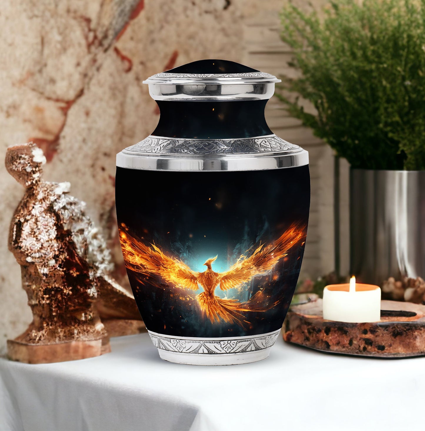 Large Classic Yellow Phoenix Cremation