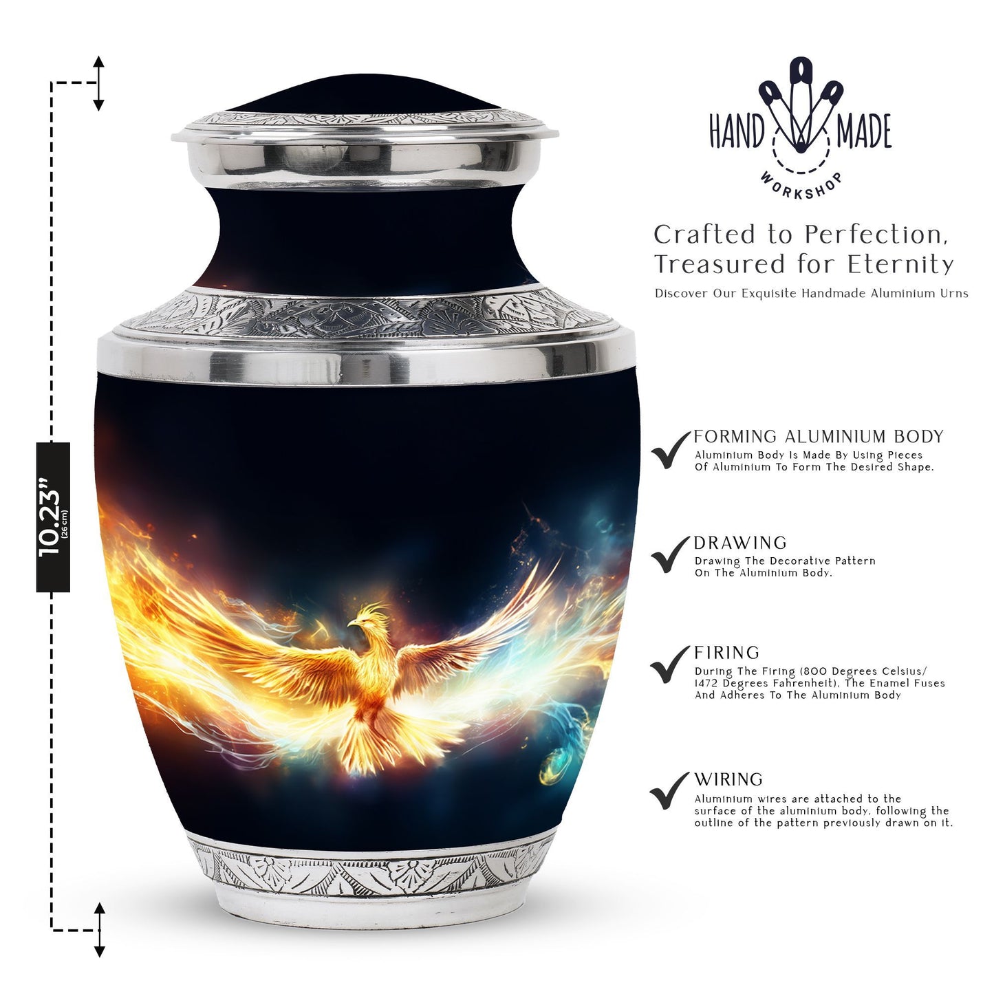 Yellow Phoenix Unique Urn for Human Ashes.