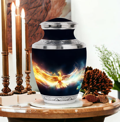Yellow Phoenix Unique Urn for Human Ashes.