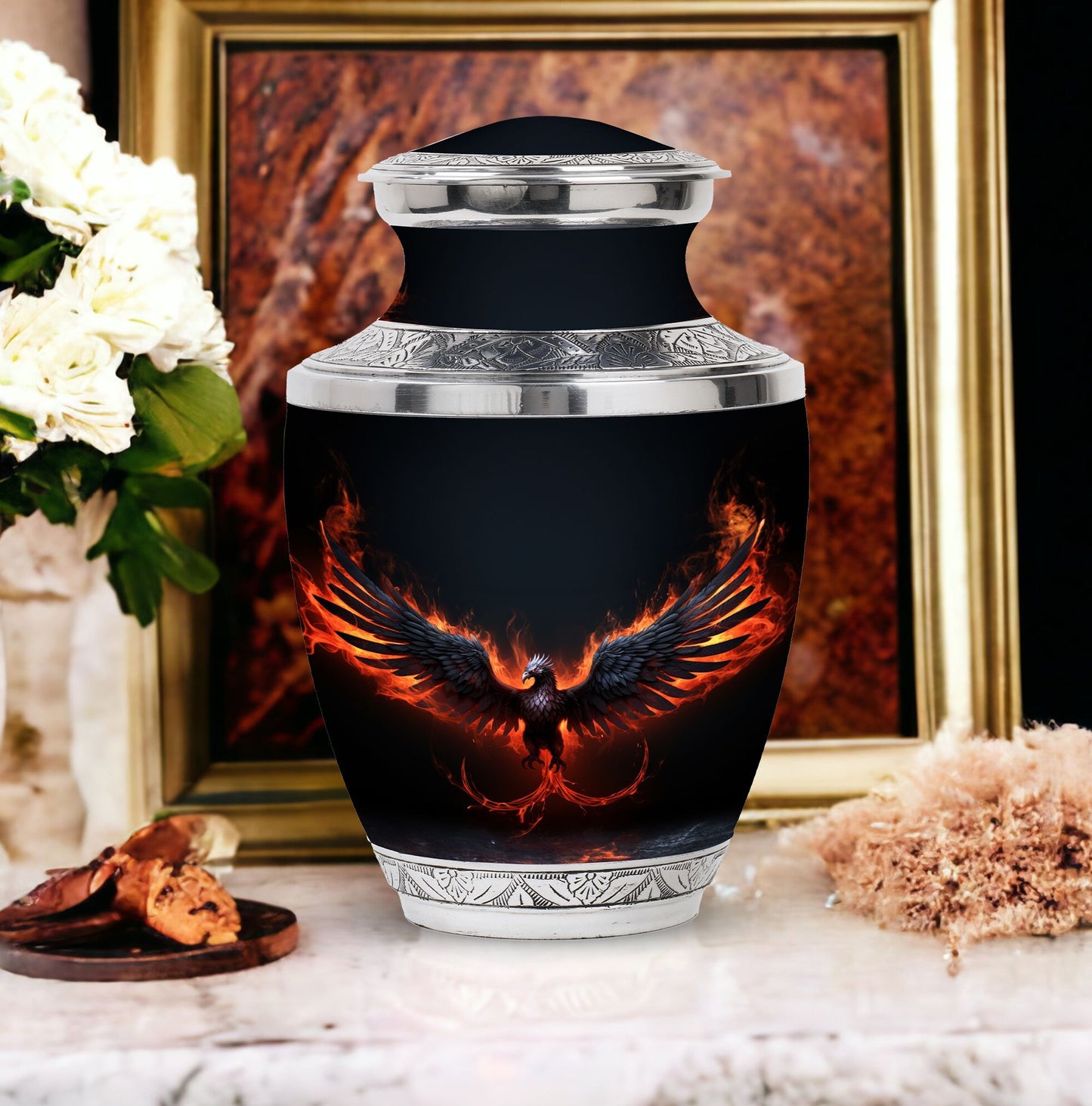 Classic 3 inch Black Phoenix Memorial Urn