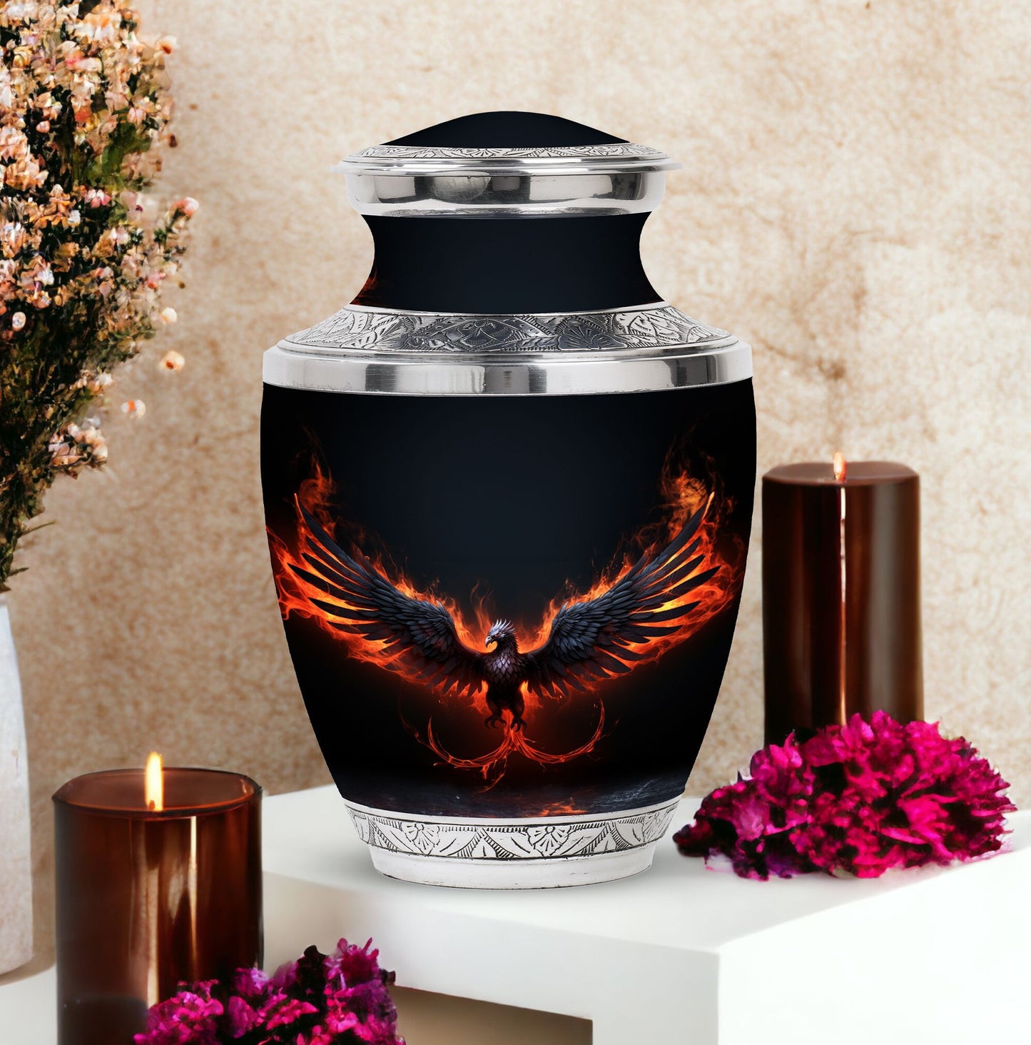 Classic 3 inch Black Phoenix Memorial Urn