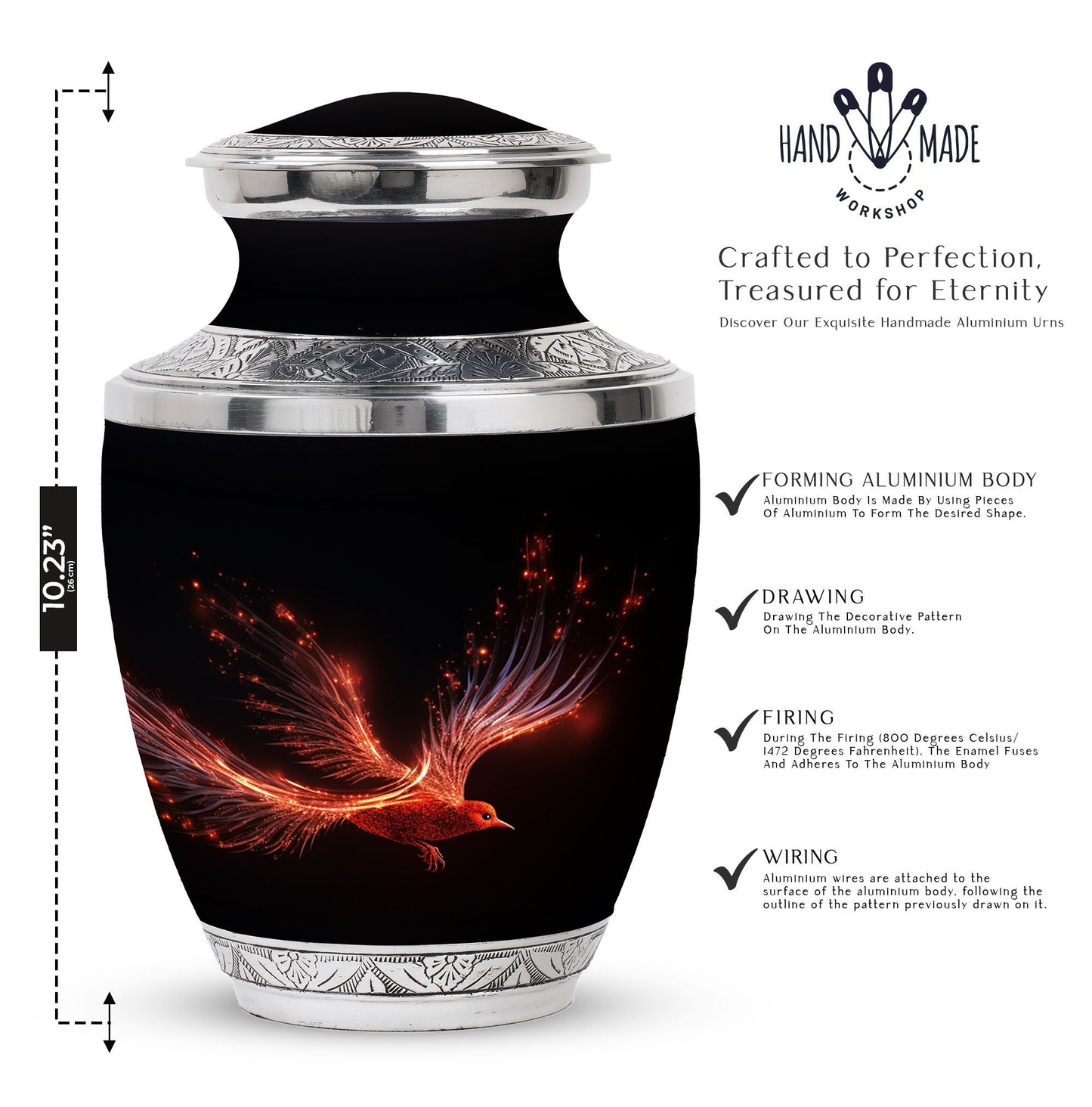 Red Sparrow Classic Urn , Large cremation container.
