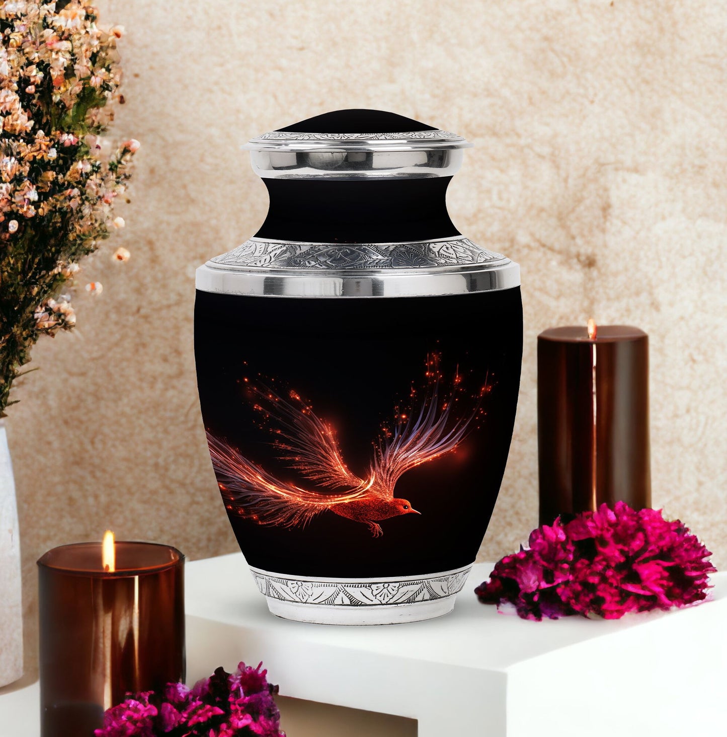 Red Sparrow Classic Urn , Large cremation container.