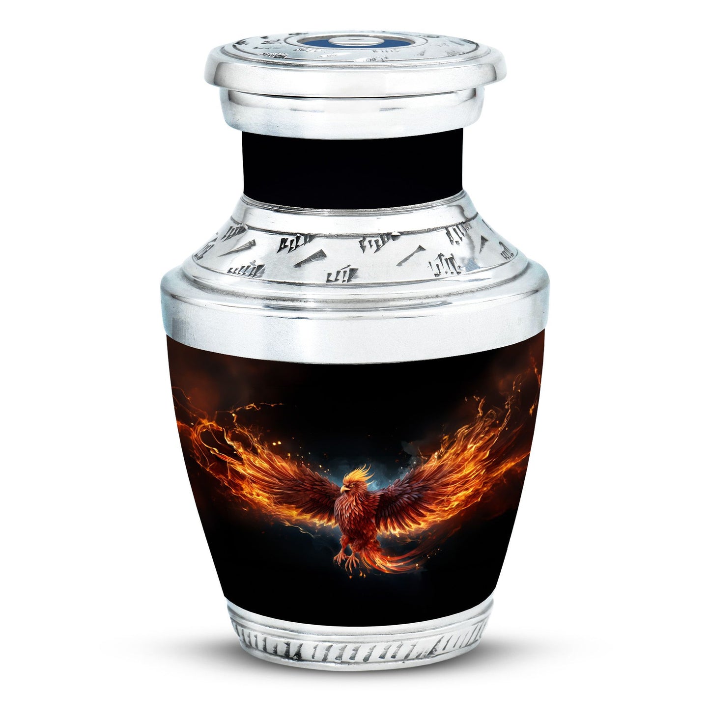 Classic Red Phoenix Urn, large 3-inch aluminium memorial urn