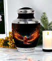 Classic Red Phoenix Urn, large 3-inch aluminium memorial urn