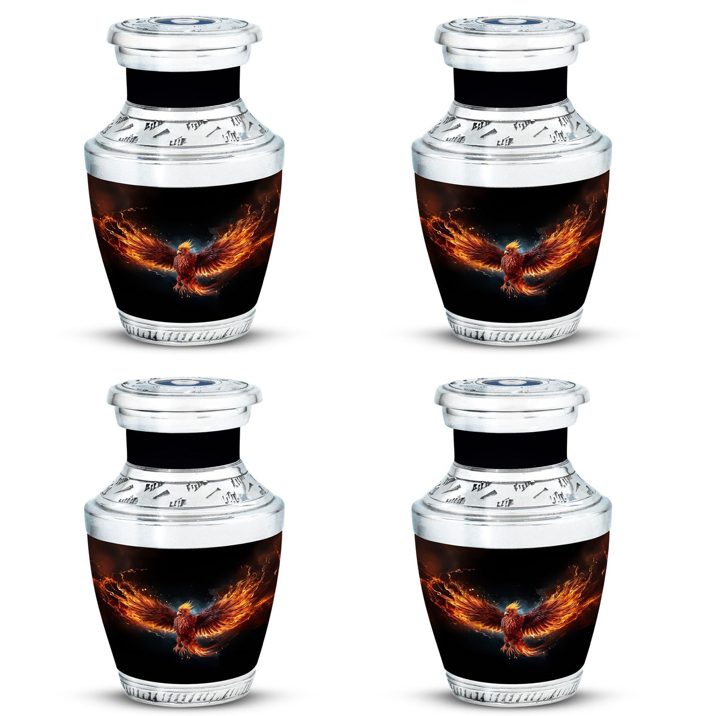 Classic Red Phoenix Urn, large 3-inch aluminium memorial urn