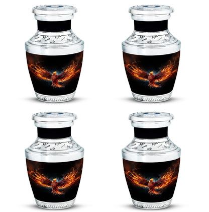 Classic Red Phoenix Urn, large 3-inch aluminium memorial urn