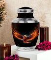 Classic Red Phoenix Urn, large 3-inch aluminium memorial urn