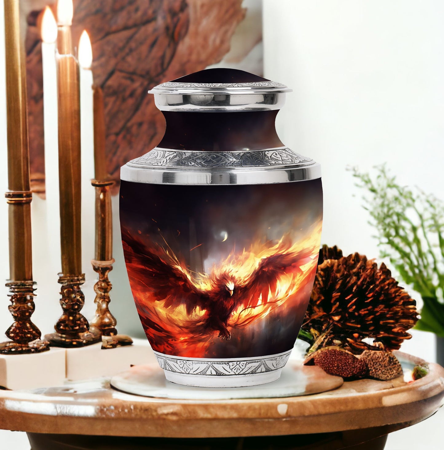 3-inch Red Phoenix Classic Cremation Urn for Ashes.