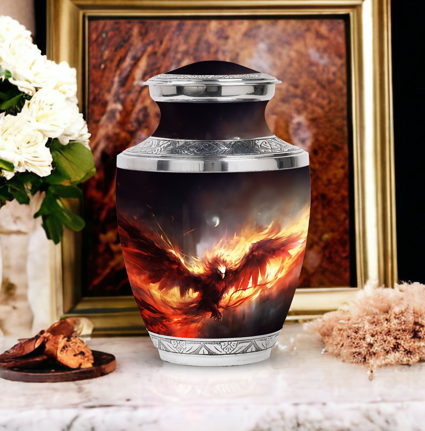 3-inch Red Phoenix Classic Cremation Urn for Ashes.