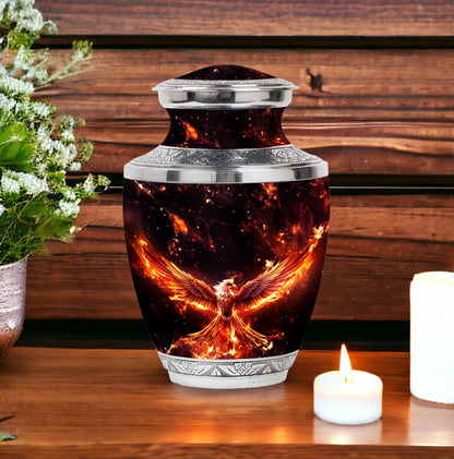 White Phoenix Memorial Urn, Classic Large Urn for Mom.